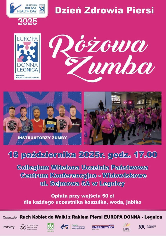 Różowa Zumba plakat informacyjny